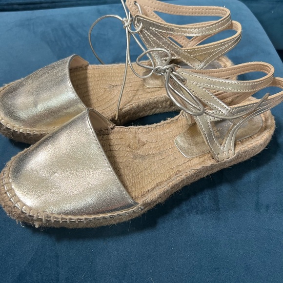 Zara gold metallic lace up espadrilles size 6 - Picture 2 of 9
